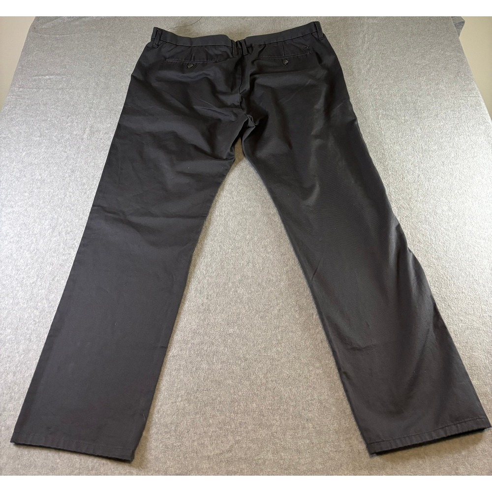 Calvin Klein Mens 38x30 Dark Gray Chino Flat Front Fitted Dress Casual Trouser - Picture 2 of 10